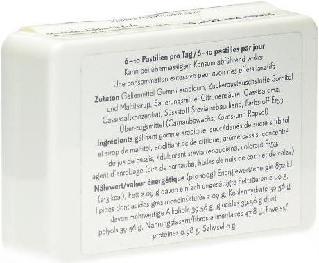 Nutritional values and ingredients Phytopharma Cassis pastilles (1 Piece, Sweet, 60 g)