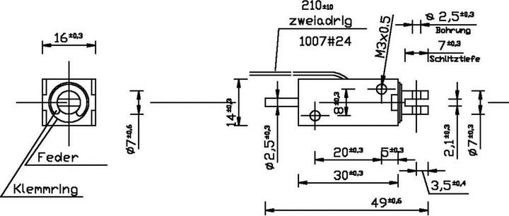 Actual product image Tremba HMF-1614d.002-12VDC,100% linear solenoid pushing 0.1 N 2.5 N 12 V/DC 2 W