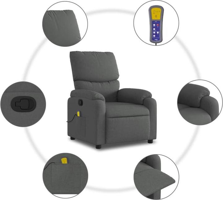 Actual product image VidaXL Massage chair dark grey fabric,Colour: Dark grey,Material