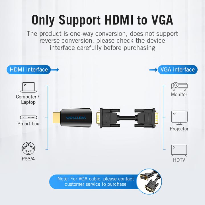 Produktbild Vention HDMI to VGA Adapter AIDB0 with 3.5mm Audio (Audio, HDMI, 14 cm)