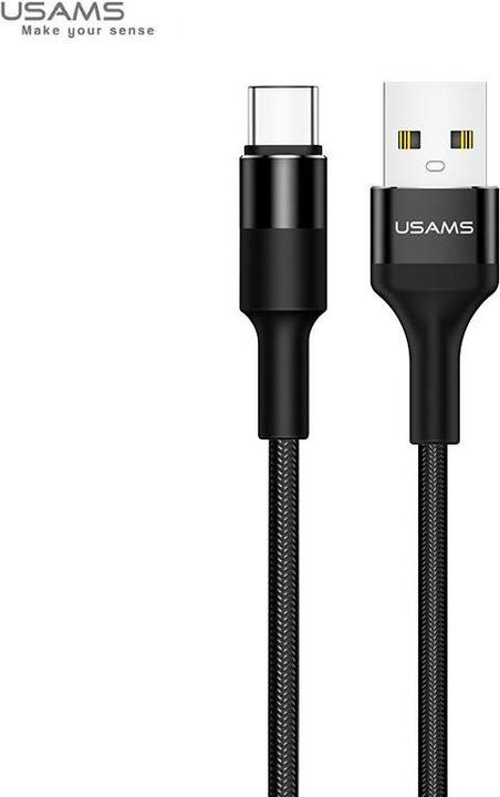 Image du produit Usams US-SJ221 U5 Braided Wire USB to Type-C Data & 2A Charger Round Plug Cable 1.2m Juodas (1.20 m, USB 2.0)