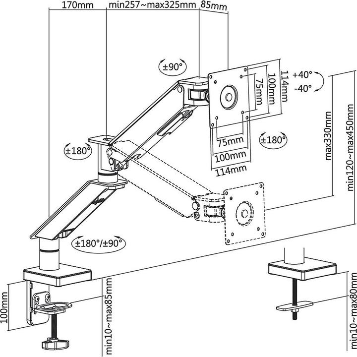 Image du produit NanoRS Support de jeu pour écran LCD, 17-32 pouces, 8 kg, VESA 75 x 75 et 100 x 100, double bras, RS162 (Tables, 32.01")