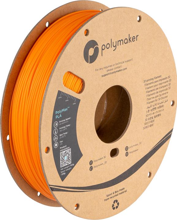 Actual product image Polymaker 70158 - Filament - PolyMAX PLA - orange - 750 g (Though PLA, 2.85 mm, 750 g, Orange)