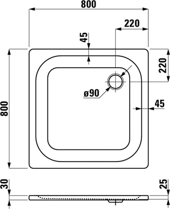 Immagine prodotto Laufen Piatto doccia PLATINA 80x80x2,5cm, acciaio smaltato, extra basso, bianco