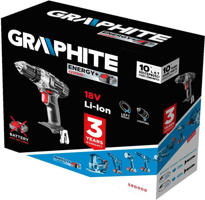 Actual product image Graphite Cordless Drill / Driver Energy + 18V (58G000) (Rechargeable battery operated)
