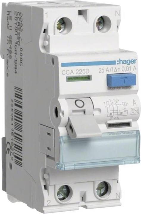 Actual product image Hager RCD CCA225D 25A 2pole 0.01A A