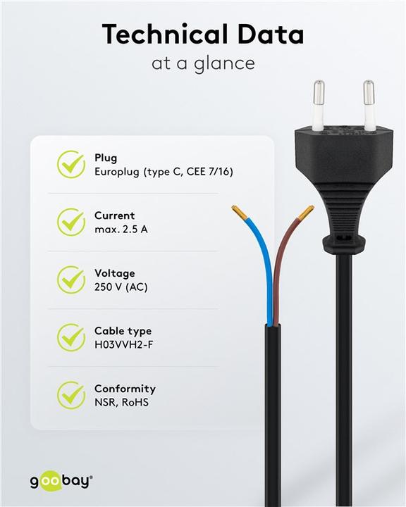 Produktbild Goobay Euro Kabel zum Konfektionieren (1.50 m)