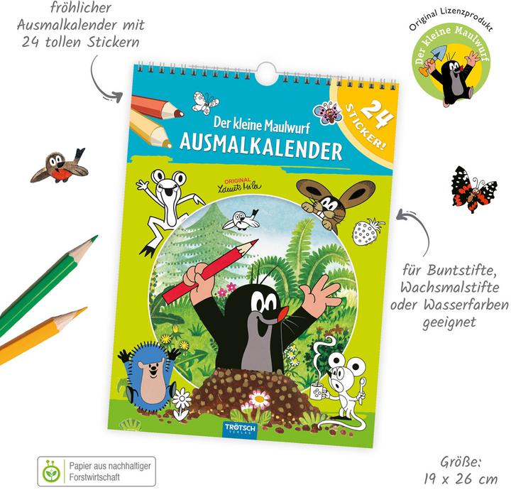Actual product image Colouring calendar perpetual The little mole (19 x 26 cm, Hardcover, German)