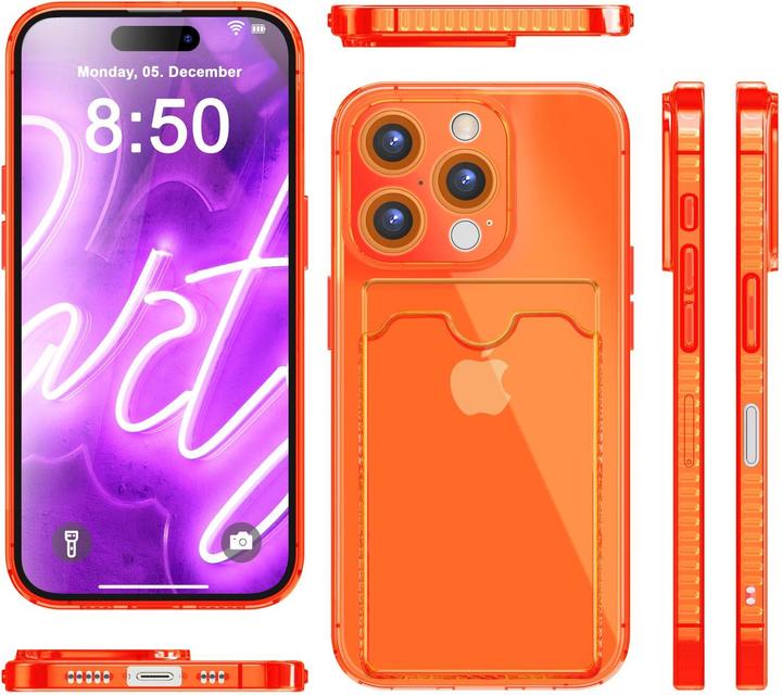 Actual product image Nalia Clear transparent neon silicone cover card holder (Apple iPhone 16 Pro)