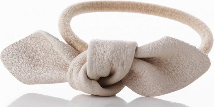 Actual product image Corinne World - Leather Bow Small Hair Tie Cream (Hair tie)