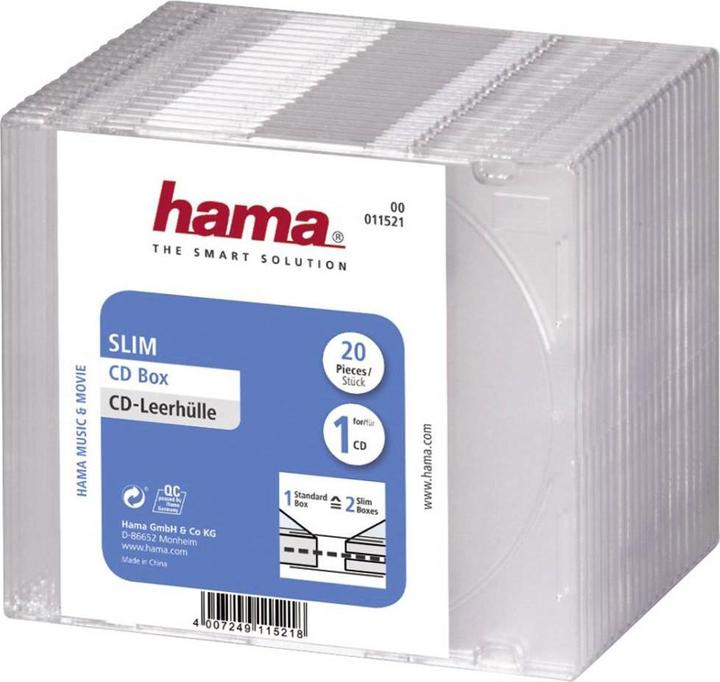 Actual product image Hama CD Slim Box, 20-Pack, Transparent
