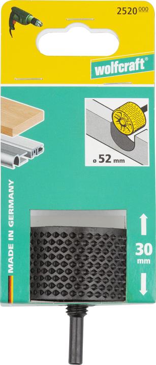 Produktbild wolfcraft Rotorraspel für Bohrmaschinen, Rundschaft, Ø 52 mm (6 Mikrometer)