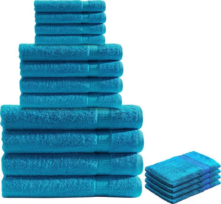 Produktbild Casativo 16-teiliges Handtuch-Set Frottee, je 4 Gäste-, Hand-, Badetücher und Waschlappen, türkis (4 x 100 cm, 4 x 50 cm, 4 x 30 cm)