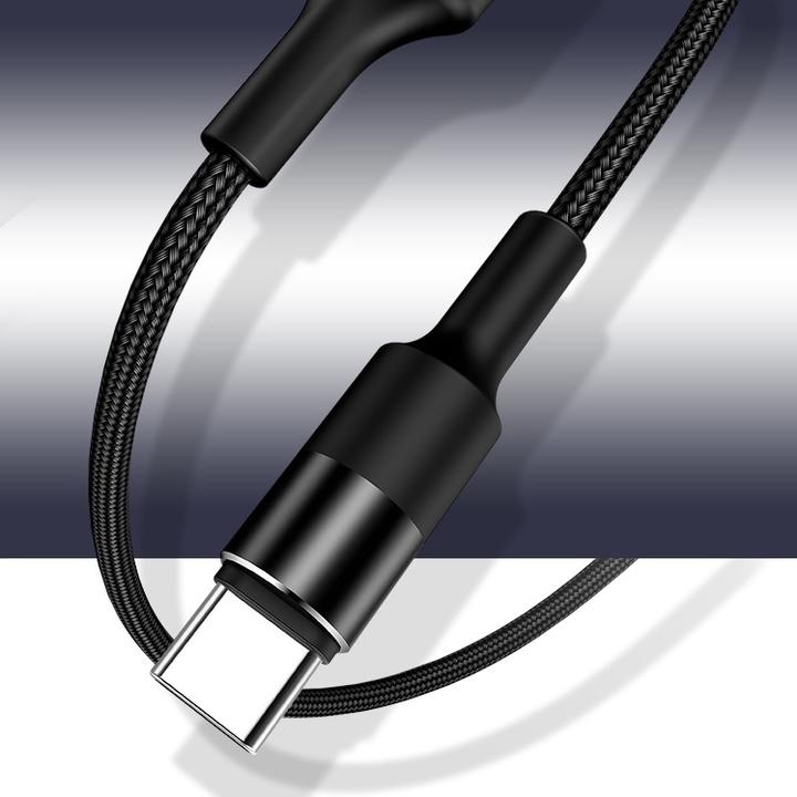 Image du produit Usams US-SJ221 U5 Braided Wire USB to Type-C Data & 2A Charger Round Plug Cable 1.2m Juodas (1.20 m, USB 2.0)