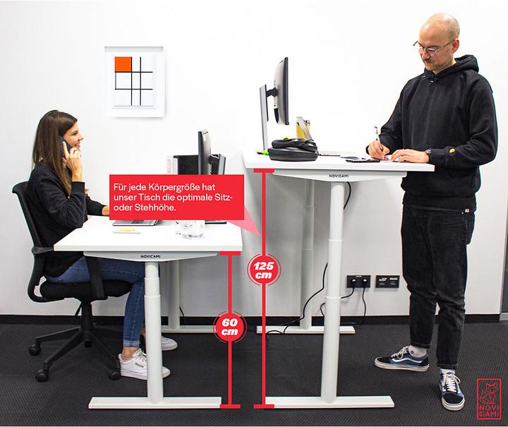 Produktbild Novigami Schreibtisch elektrisch höhenverstellbar Josi | Stehpult | BxT 1600 x 800 mm | Gestell Schwarz | Aho