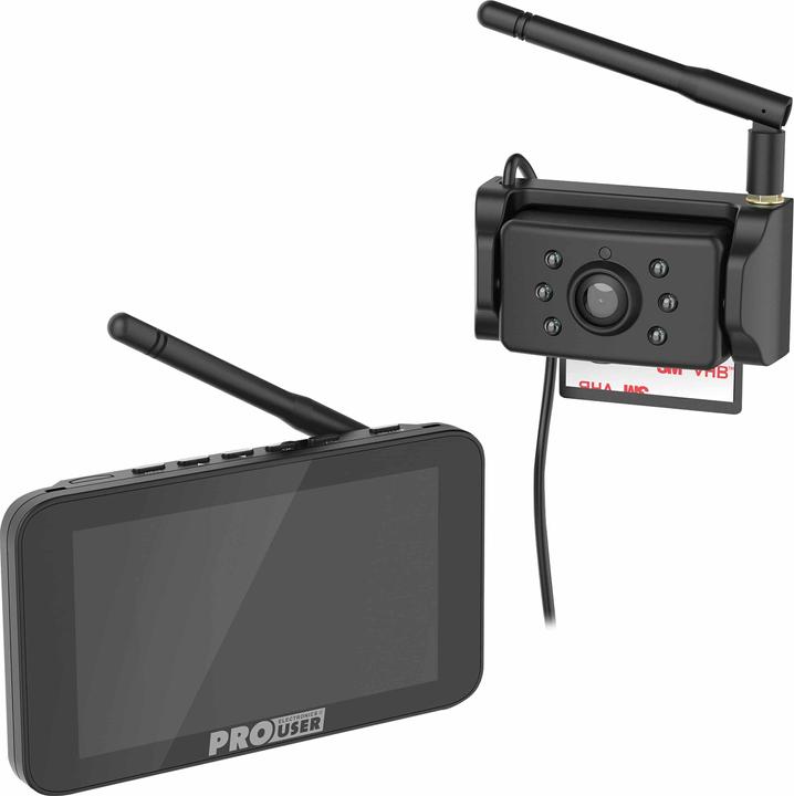 Actual product image ProUser DRC5040 Radio reversing video system IR auxiliary light, distance guidance lines Suction cup