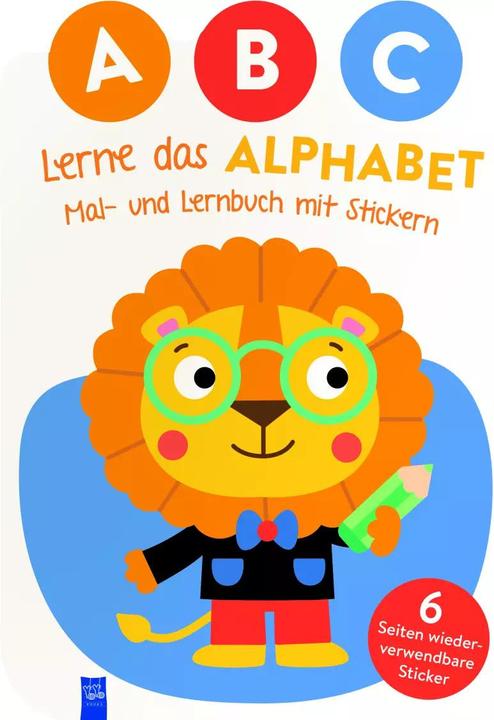 Produktbild A,B,C - Lerne das Alphabet - Mal- und Lernbuch mit Stickern (Cover Löwe)