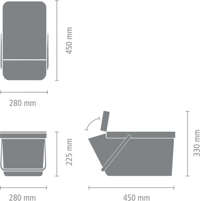 Image du produit Brabantia Bac de recyclage Sort & Go 20 l, gris clair (20 l)