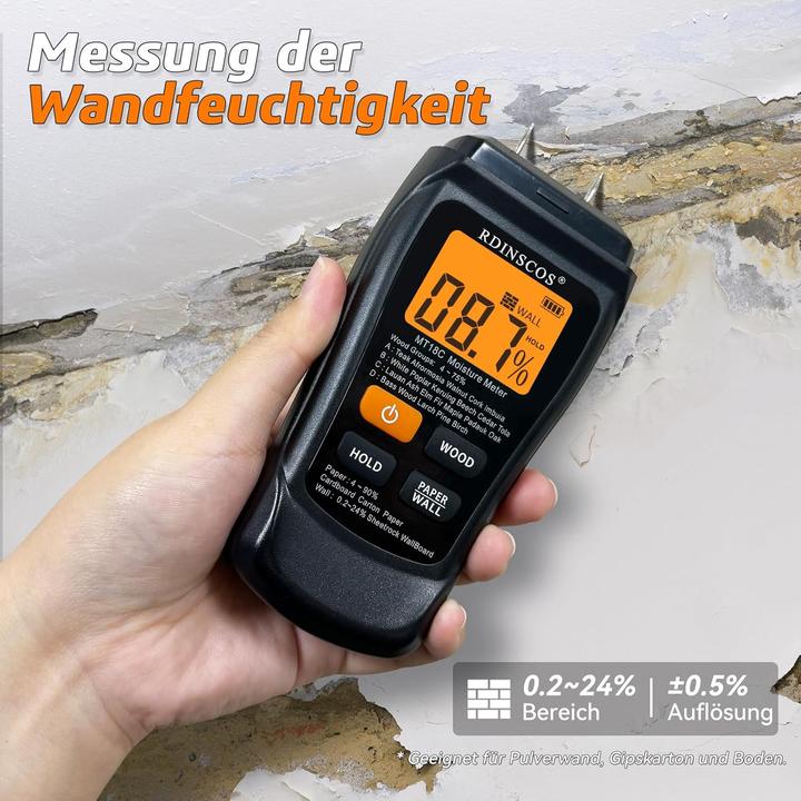 Image du produit Rdinscos Feuchtigkeitsmessgerät MT18C1 für Holz und Wände
