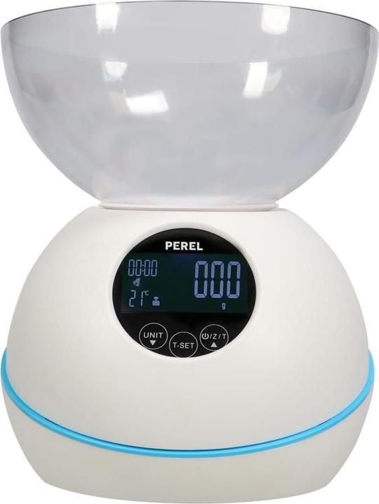Produktbild Perel DIGITALE KÜCHENWAAGE - 5 kg / 1 g - MIT TEMPERATUR / UHR / ALARM / TIMER