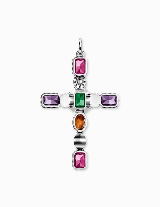 Produktbild Thomas Sabo Anhänger Kreuz farbige Steine (Silber 925, Perlmutt)