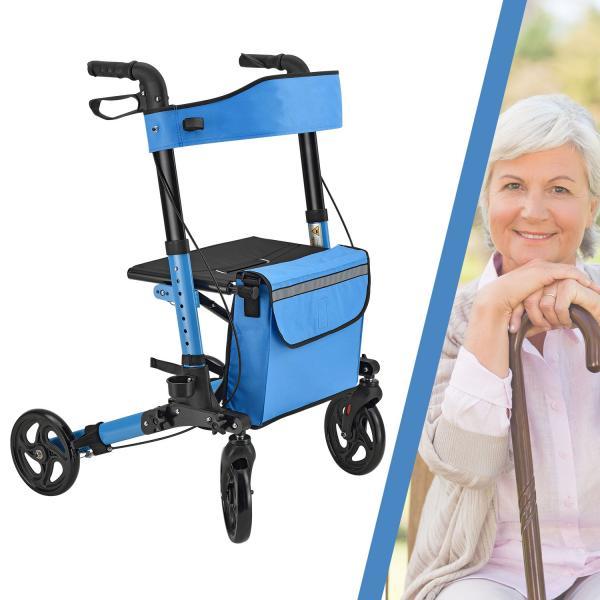 Image du produit Juskys Rollator pliable Vital avec siège et sac à provisions
