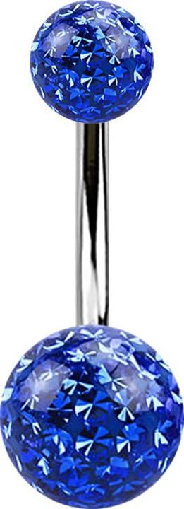 Produktbild Star Piercing Banane silber mit zwei Kristall Kugeln dunkelblau Epoxy Schutzschicht (Titan G23, ohne Messing)
