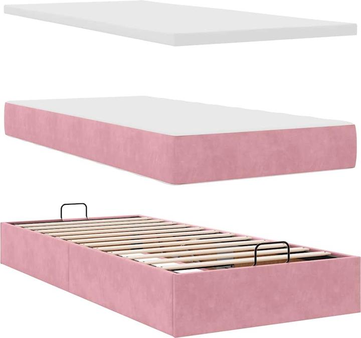 Produktbild VidaXL Ottoman-Bett mit Matratzen Rosa 200x200 cm Samt (200 x 200 cm)