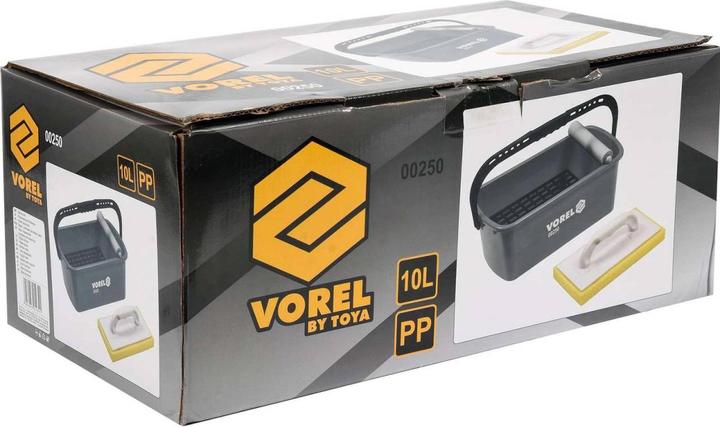 Produktbild Toya Vorel Profi Fliesenwaschset 10 Liter, 4 teilig mit Rollenaufsatz, Waschbrett, Eimer und Gitter, stab (25 cm)