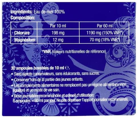 Valeurs nutritives et ingrédients Quinton Hypertonique (30 pièce(s), Ampoules, 530 g)