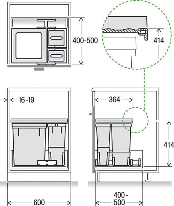Image du produit Müllex X-LINE Syst. X60 L5 Basic 600 mm (40 l)