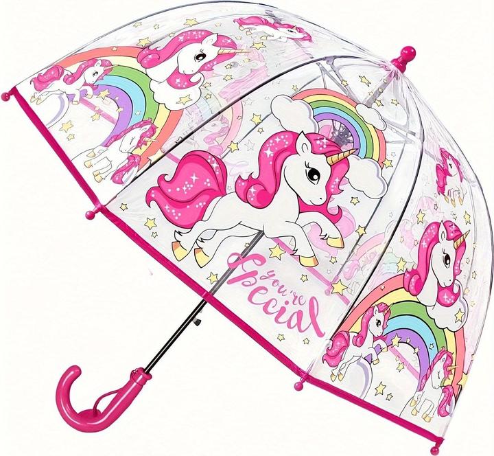 Produktbild Alopini Bunte Prinzessin Regenschirm mit Tasche Rand niedlichen transparenten Kunststoff gedruckt Einhorn