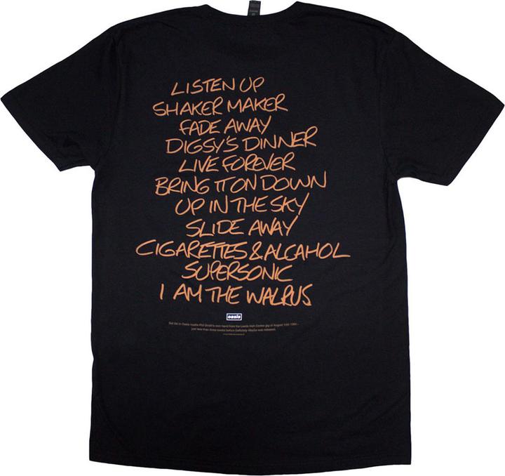 Actual product image Oasis Unisex Adult Definitely Maybe AAA Setlist Back Print T-Shirt (XXL)
