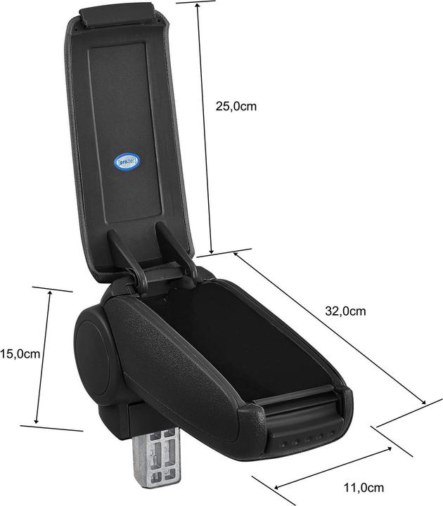 Actual product image Pro-Tec Centre armrest Renault Twingo 3 with storage compartment imitation leather black with red stitching