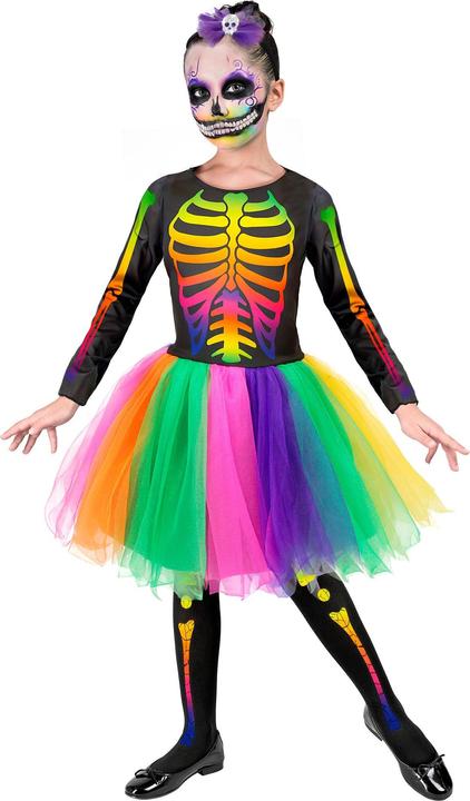 Immagine prodotto Widmann Abito da ballerina scheletrica con tutù, fascia con fiocco e teschio (134, 140)