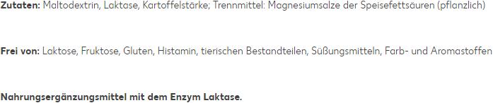 Nährwerte und Zutaten Lactojoy Laktase (80 Stück, Tabletten)