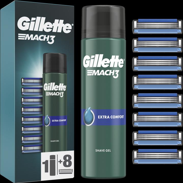 Produktbild Gillette Venus Gillette - Replacement heads Gillette Mach3 8 pcs + Extra Comfort shaving gel (Shave Gel) 200 ml (8 x)