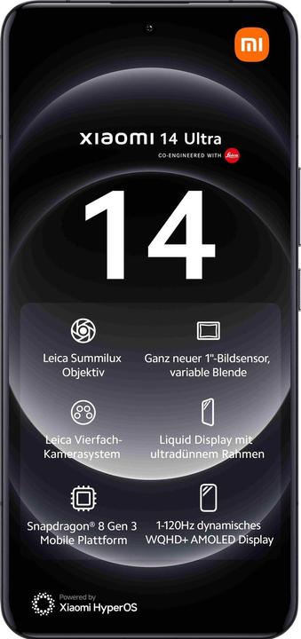 Produktbild Xiaomi 14 Ultra (512 GB, Black, 264.96", Dual SIM, 50 Mpx, 5G)