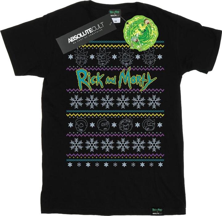 Actual product image Rick And Morty Womens/Ladies Christmas Faces Cotton Boyfriend T-Shirt (XL)