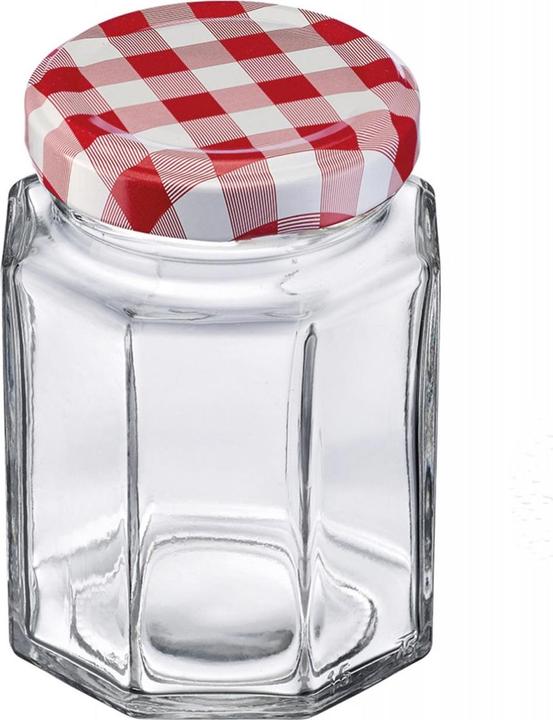 Image du produit Westmark Lot de 6 verres hexagonaux de 191 ml, avec couvercle décoratif en forme de coeur, 58 mm (6 pcs, 0.19 l)