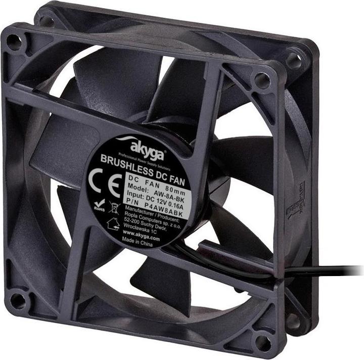 Actual product image Akyga AW-8A-BK computer cooling system computer case fan (e) (80 mm, 1 x)