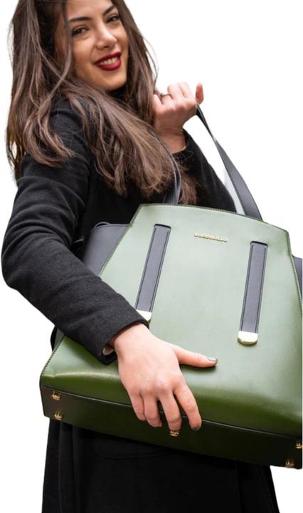 Image du produit Zoccolillo Sac à main en cuir vegan fait main IRIS vert XL