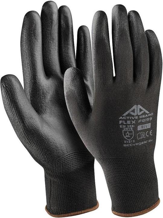 Active Gear Guanti neri in poliuretano XL, 12 pezzi. (12, XL)