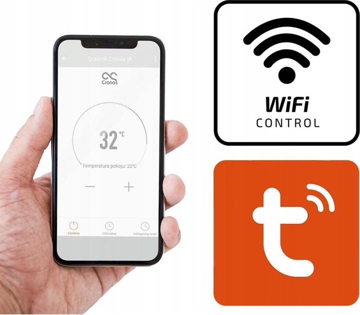 Actual product image Cronos Promiennik podczerwieni Synthelith CRG-720TWP 720W szklany czarny z WiFi i pilotem (720 W)