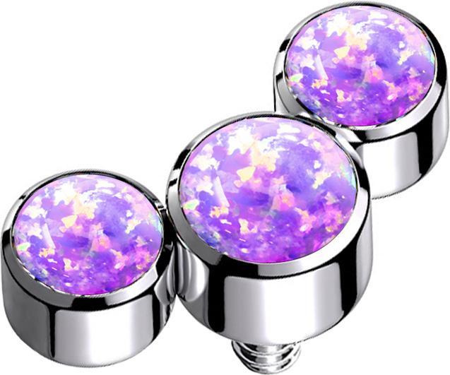 Produktbild Star Piercing Dermal Anchor silber drei Opale violett (ohne Messing, Titan G23)