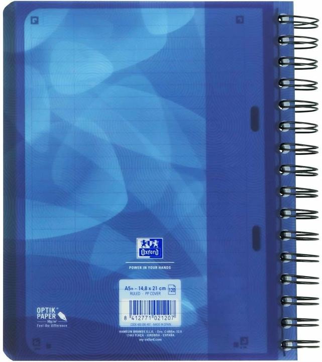 Image du produit Oxford School A5+ Couverture polypro Reliure Intégrale 6 Trous Projectbook Ligné 240 Pages Bleu Compatible (A5, À rayures, Couverture souple)