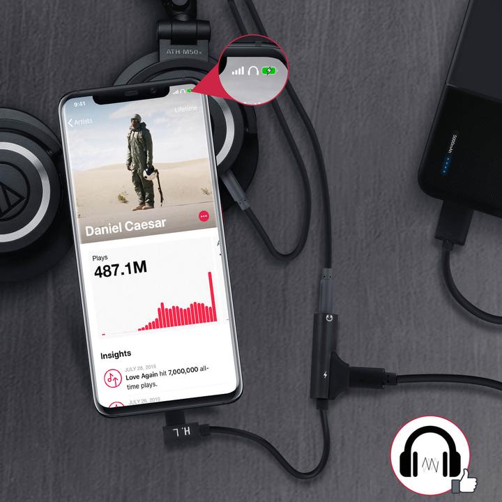 Actual product image Avizar Lightning Audio & Charging Adapter (Lightning, Lightning, 3.5mm jack)