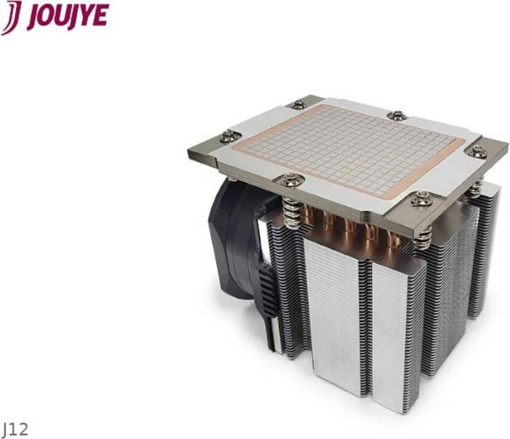 Actual product image Dynatron J12 AMD Genoa SP5 cooler 3U active Aluminum Stacked Fins with Heat Pipes and Copper Heat Sp (105 mm)