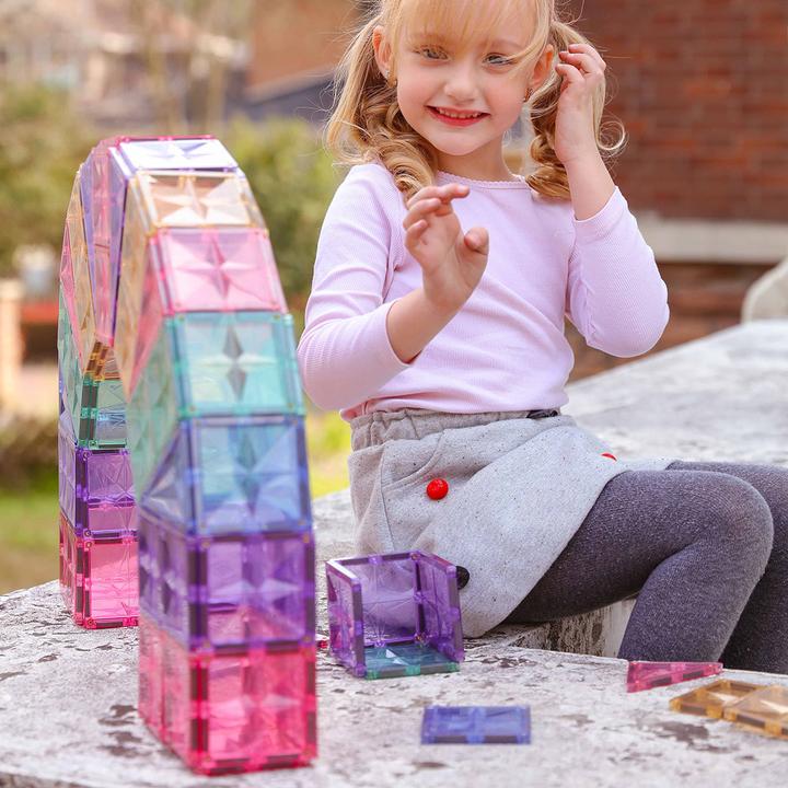 Actual product image Mntl Magnetic Tiles 177 pieces Mega Pastel Pack - Magnetic building blocks