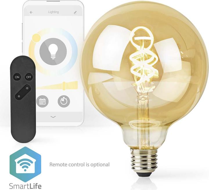 Immagine prodotto Nedis WIFILRT10G125 Smartlife Lampada a filamento LED WLAN E27 360 lm 4,9 W Bianco caldo o freddo 1800 - (E27, 4.90 W, 360 lm, 1 x, G)